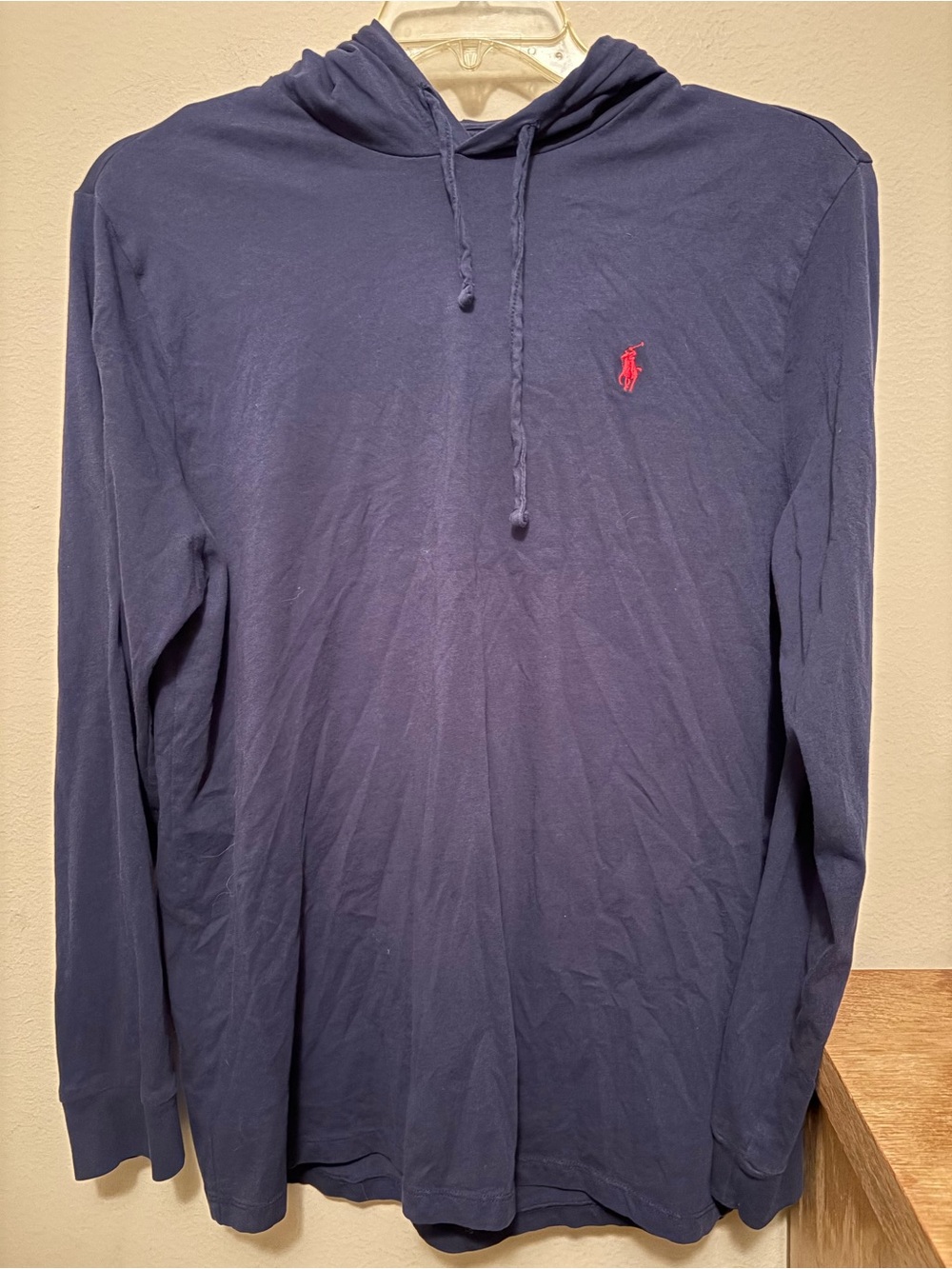 Polo by Ralph Lauren Navy Hooded Long-Sleeve Shirt with Red Polo Logo